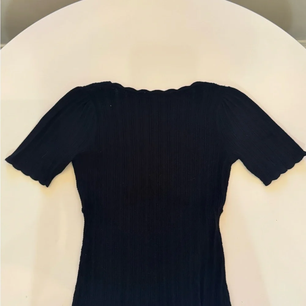 Sezane Black Ribbed Women's Blouse - Picture 7 of 11